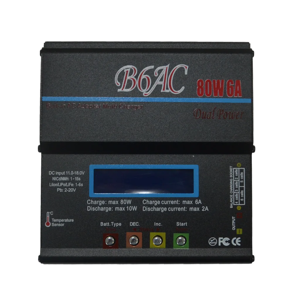 IMax B6 AC B6AC 80 Вт 6A RC батарея баланс зарядное устройство Dis зарядное устройство для 1-6s LiPo/LiFe/Lilon батарея с цифровым ЖК-экраном