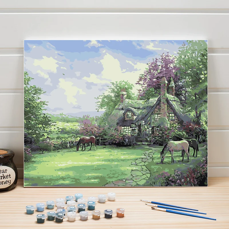 

Paint Oil Painting By Numbers Landscape Pastoral On Canvas Acrylics Drawing Digital Art Pictures For Living Room Wall Decoration