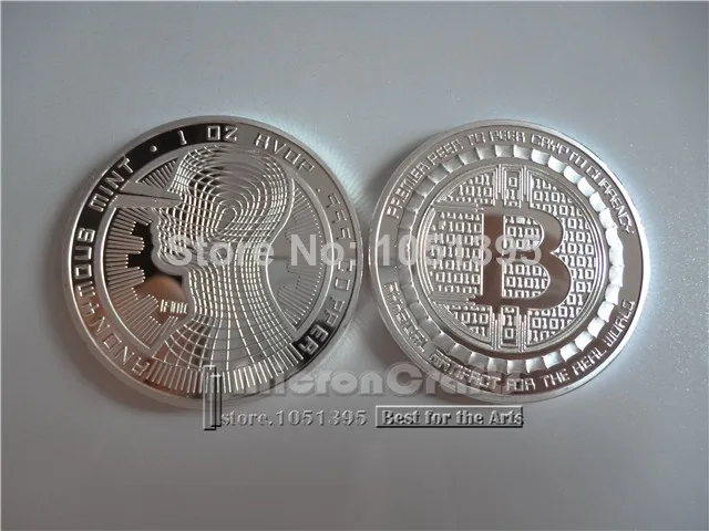 Bitcoin Coins 1oz Silver Plated Bitcoin Guardian Round Digital Currency Coin Anonymous Mint ...