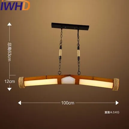 Iwhd bambú vintage lámpara LED Lámparas colgantes estilo americano loft Iluminación industrial lámpara de cáñamo retro hanglamp iluminación