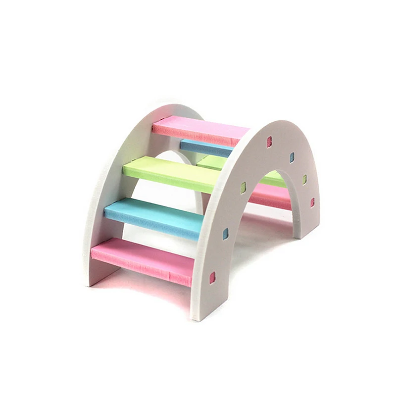 

Pet Toy Hamster Climbing Toy Wooden Colorful Bridge Small Animal Pets Climbing Rainbow Bridge Ladder Seesaw Syrian pet supplies
