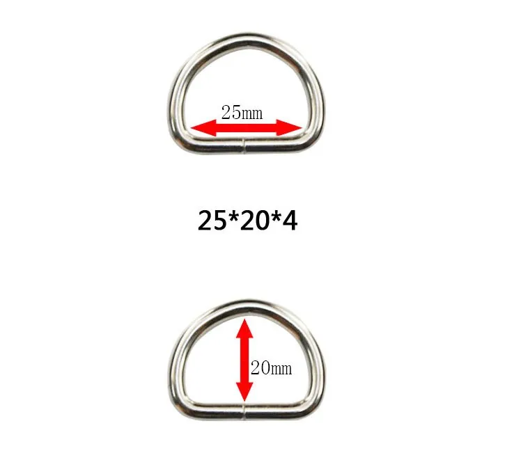 10 шт. "(25 мм) номера сварные ди Кольца Никель покрытием D-Ring Тесьма(Толщина 4 мм