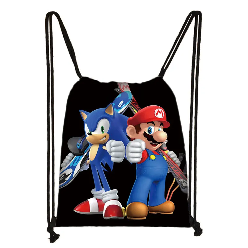 

Game Mario Sonic Boom Hedgehogs Cartoon Kids Drawstring Backpack Shopping School Traveling Party Bags Gift 38*32CM