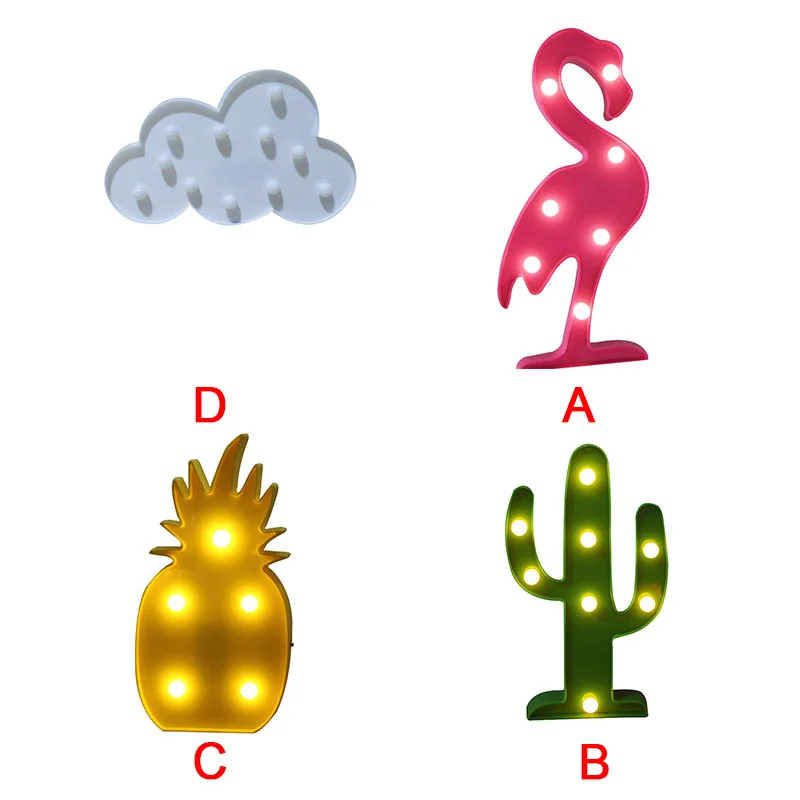 

2019 Hot chic wind in South Korea led the flamingo cactus pineapple clouds Home Decoration lamp letters a night light