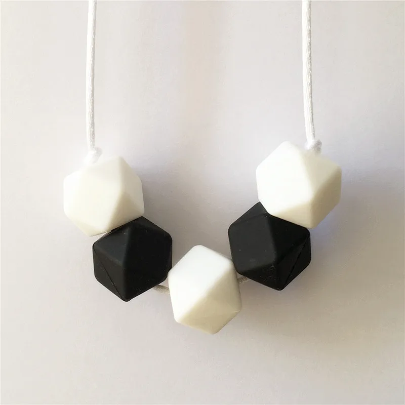 Mordedor para a Mãe para Usar Presente de Natal Lote Livre Grau Alimentício Faça Você Mesmo Silicone Bebê Seguro Dentição Colar Hexagonal Contas Como 5 Pçs - Bpa 4 High Quality Mamãe e Bebê