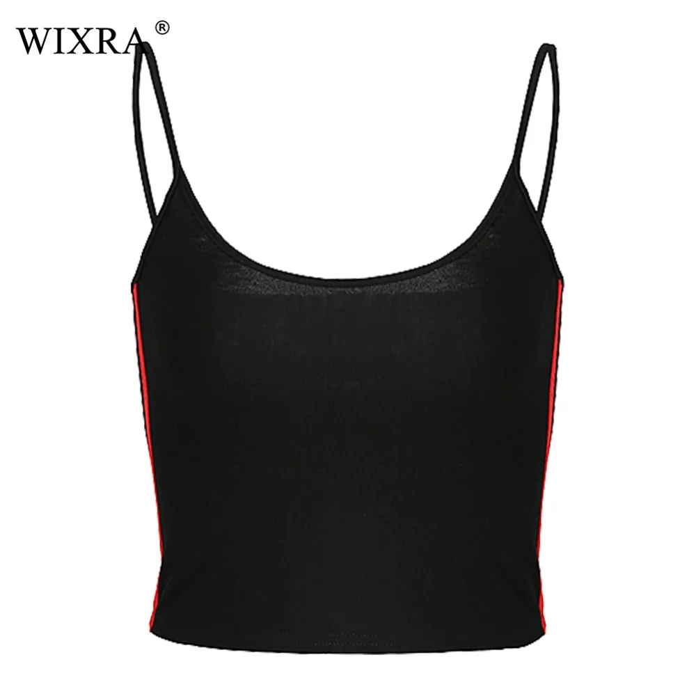 

Wixra Fashion Basic Camis Top 2018 Summer Women Fashion Side Stripe Sexy Strap Top Short Casual Trendy Tops For Women
