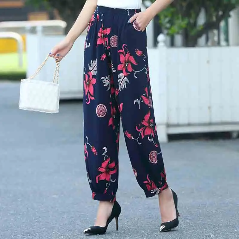 Женские летние брюки повседневные с принтом уличная одежда свободные летние и весенние брюки женские топы размера плюс - Цвет: color 1