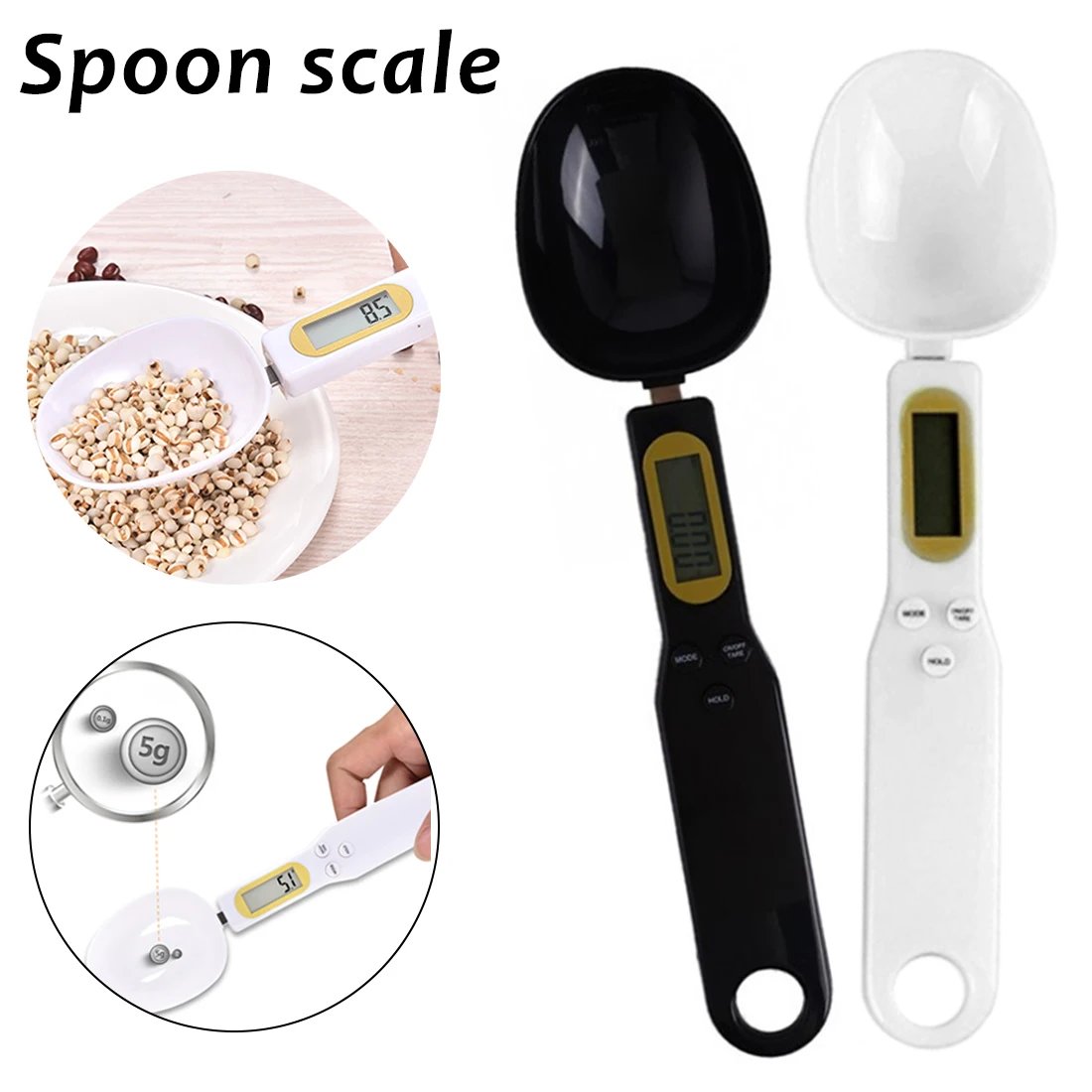

Black White LCD Digital Kitchen Scales Measuring Spoons for Cooking Electronic Weight Volumn Food Scales Kitchen Gadgets