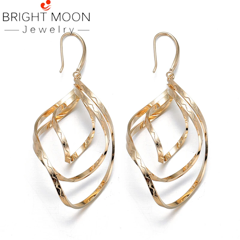 

BRIGHT MOON Women Fashion Round Hoop Round 6CM Earrig Hooks Gold Silver Best Quality Earring Unique Vintage Jewellery Female