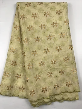 

High Quality African Organza Beige Sequin lace fabric/Swiss Cotton 100% Double Organza Swiss voile lace fabric