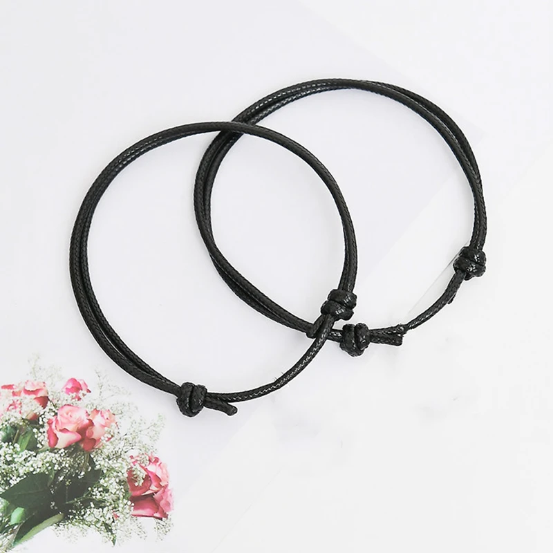 

50pcs Simple Style Black Leather Cord Lucky Bracelet Bracelets Adjustable For Men Women Bracelets Jewelry size adjust 16-25cm