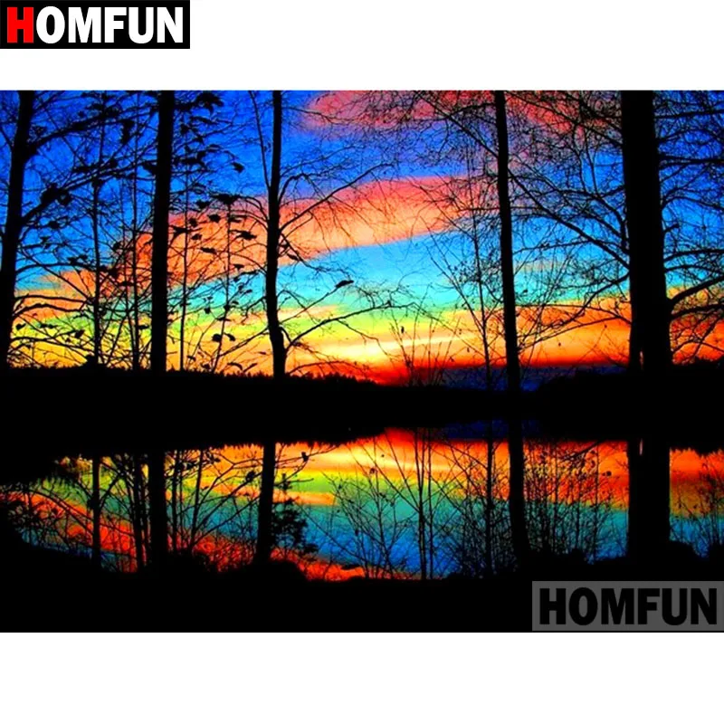 HOMFUN Full Square/Round Drill 5D DIY Diamond Painting &quotLake sunset&quot Embroidery Cross Stitch Home Decor Gift A09256 | Дом и сад