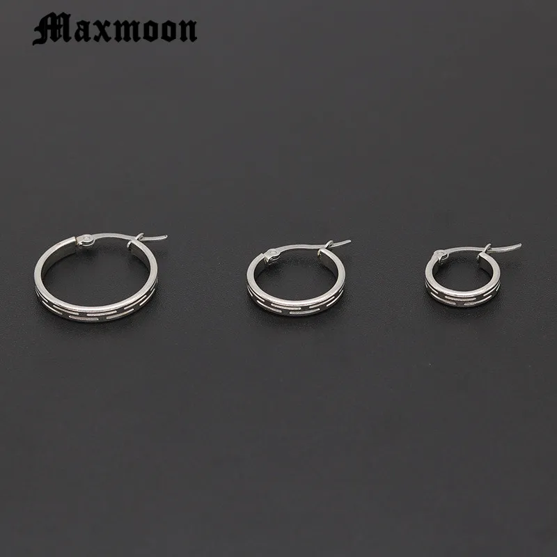 Женские серьги хип хоп Maxmoon широкий обруч из нержавеющей стали для вечеринок и