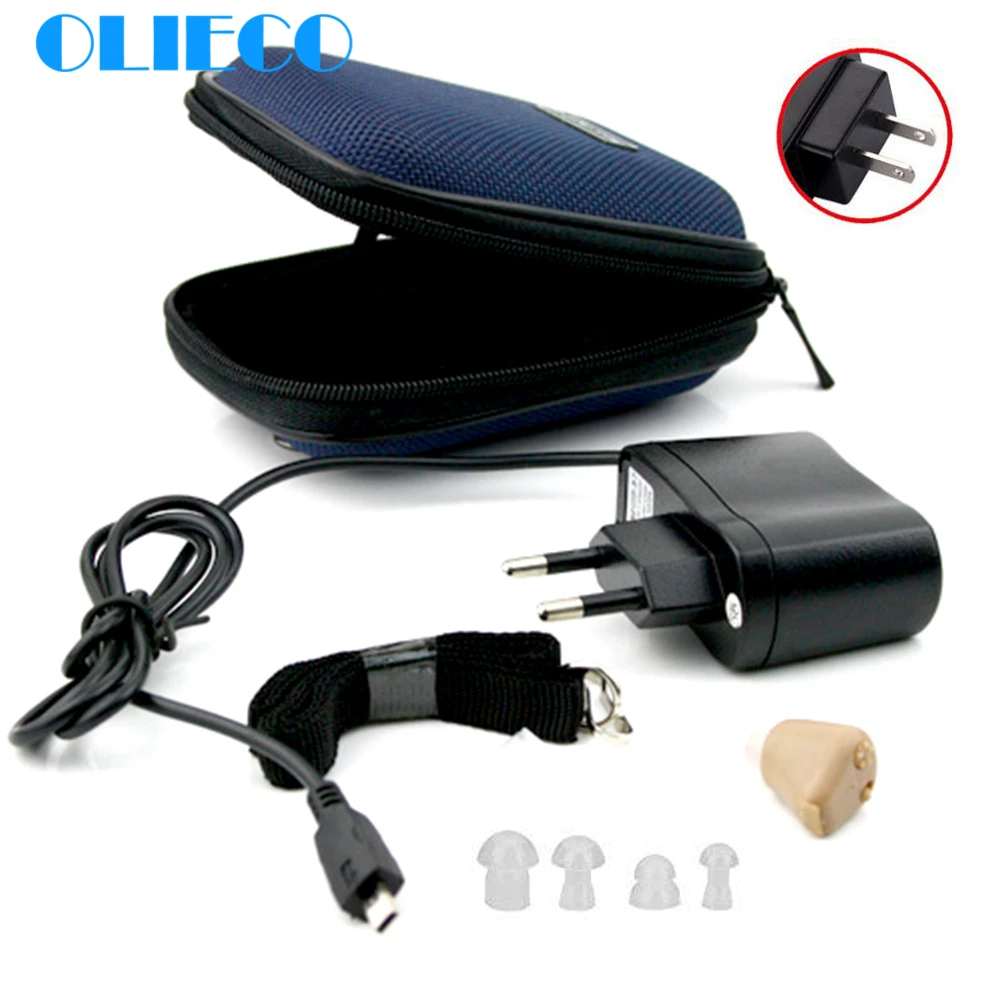 

Rechargeable Wireless Hearing Aid Mini Ultra Small Invisible Sound Amplifier Adjustable In Ear Sound Enhancement Deaf Aid OLIECO