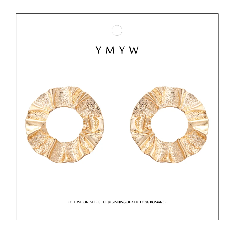 

YMYW Fashion Zinc Alloy Irregular Round Hollow Stud Earrings Goden Simple Temperament Charm Statement Women Night Club Oorbellen