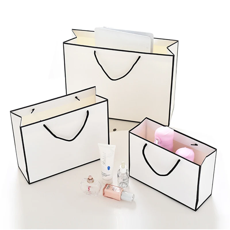 

20pcs/lot White kraft paper bag with handle Wedding Party Favor Paper Gift Bags 28*10*20cm