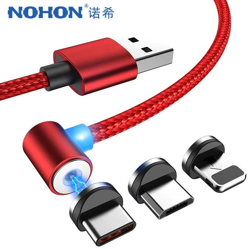

NOHON Elbow Magnetic Fast Charge Cable Lighting Micro USB Type C For iPhone X 7 8 Samsung Universal Phone Magnet Charging Cables