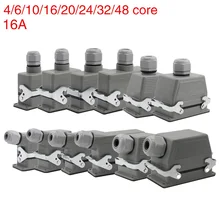 Conector resistente retangular industrial hdc-he-4/6/10/16/20/24/32/48 núcleo 16a impermeável aviação plug superior e lateral