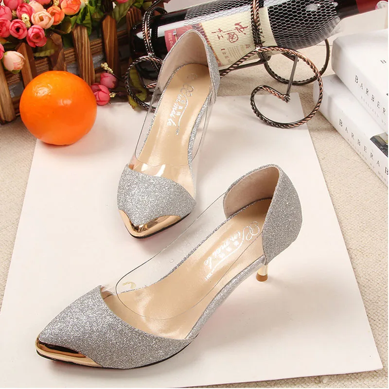 Hot sale New Design font b Women b font Shoes High Heels Metal Head Pointed Sexy
