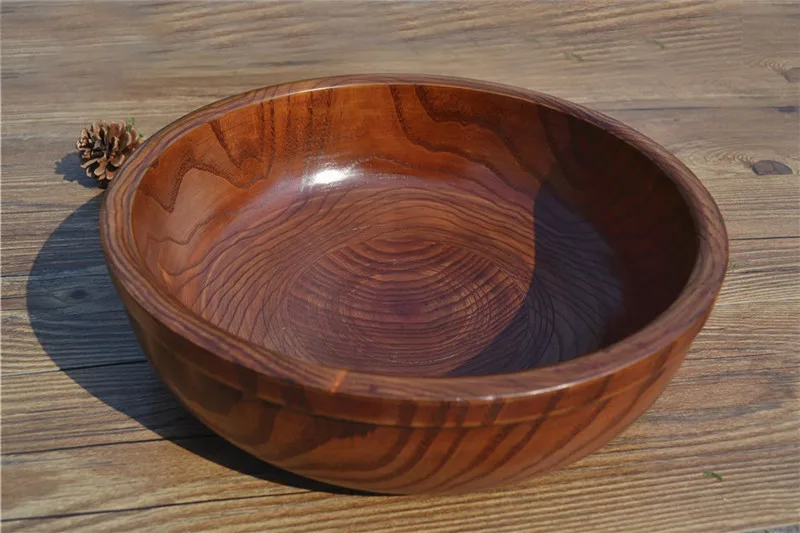 29cm Большая миска из дерева Jujube, большая емкость для хранения рисового вина, супер толстый чехол для салата, посуда, столовая посуда, 29x9 см - Цвет: 29cm
