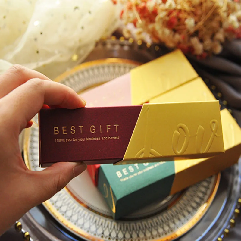 

50pcs lot Wine red pink dark blue Lipstick design candies box chocolate favor holders wedding favors boxes