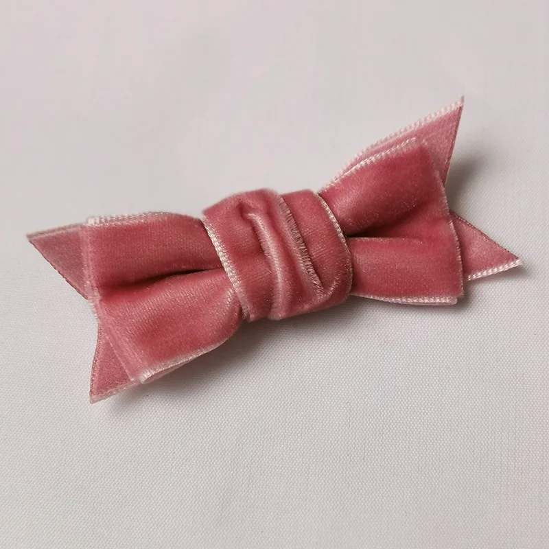 rose 12 шт., 2,5 дюйма, детский бант-заколка для волос, заколки для волос для маленьких девочек, аксессуары для волос, ласточкин хвост, бархатный бант, маленькие заколки - Цвет: rose