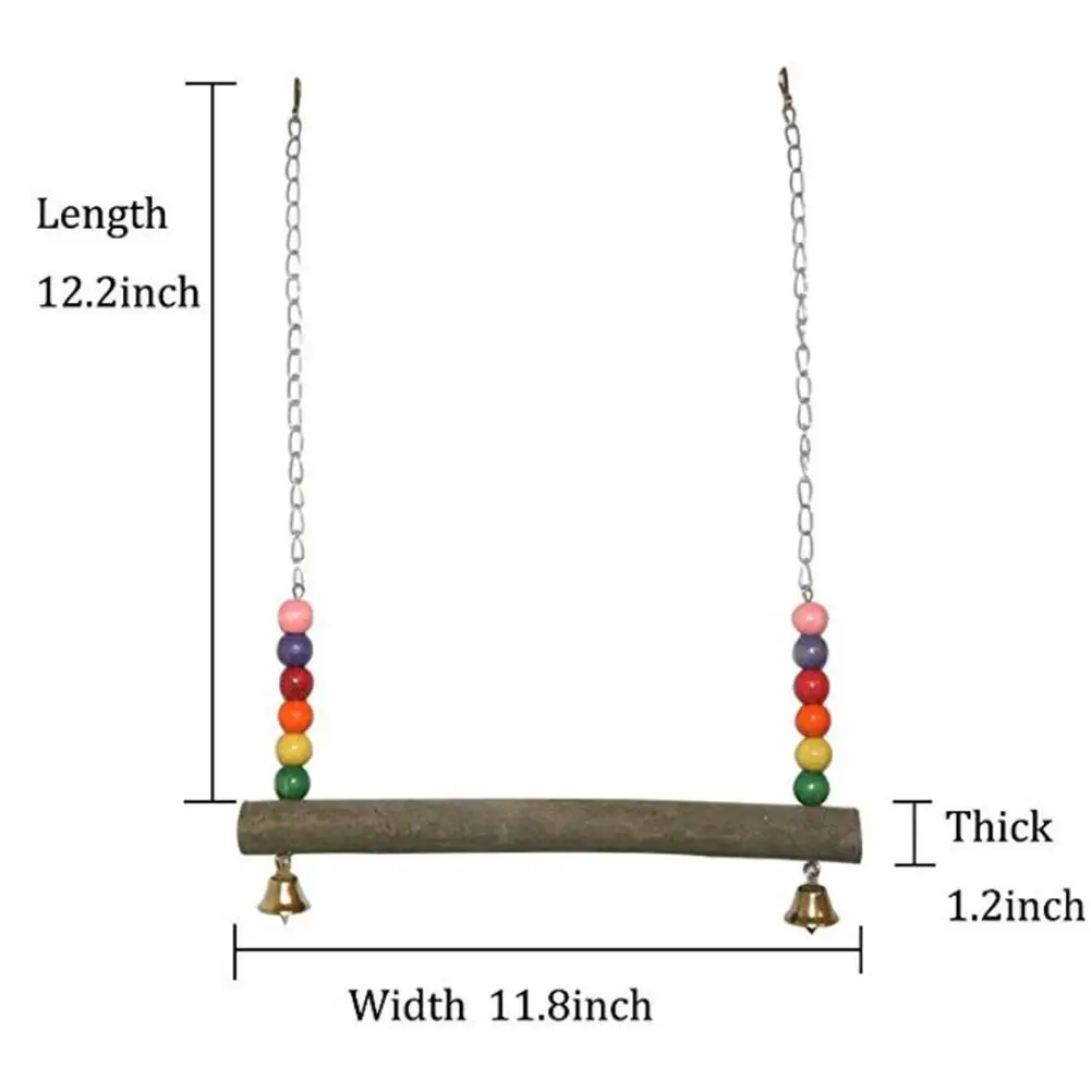 Жевательная игрушка для попугаев Большие Деревянные качалки подвеска мост цепь качели с колокольчиком и красочные бусины для петуха курица птица аксессуары 20E
