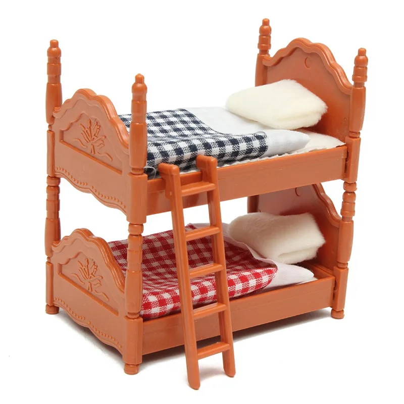 

Cute 1 Set Miniature Dolls House Furniture Bunk Bed Figurines Ornaments for Home Kids Room Decor Toy Doll Christmas Gift
