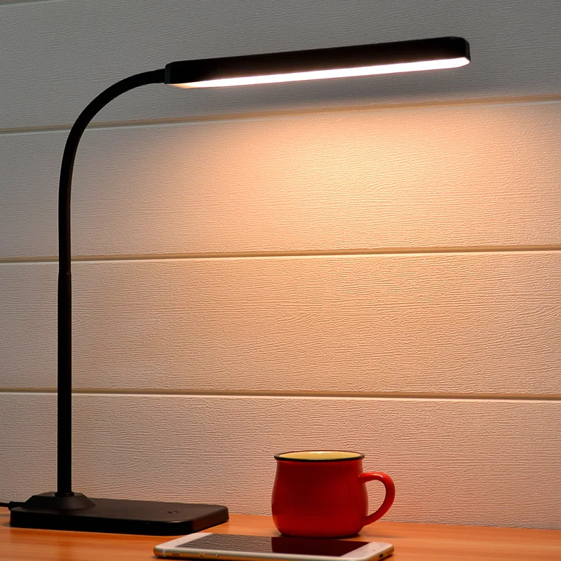 

QUKAU USB Led Charge Lamp Eye Care Dimming table lamp Tone Tri-color Switching study lamp Student Work Reading Desk Lamp bedroom