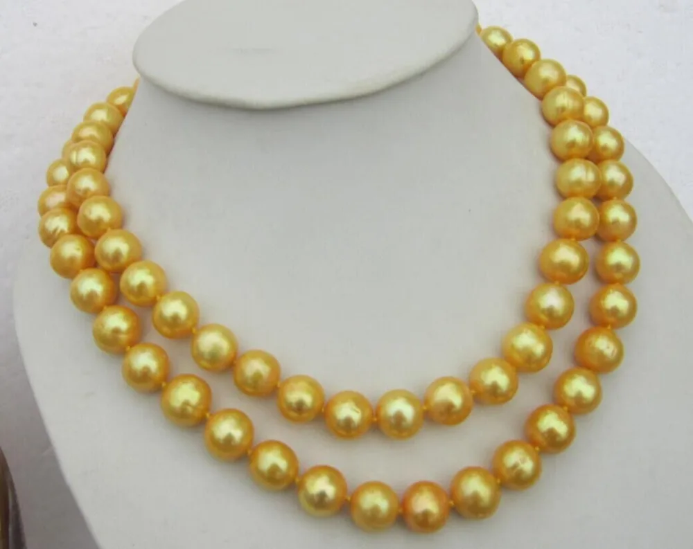 

Hot sale new Style >HOT 10-11MM AKOYA SOUTH SEA YELLOW AAA+ PEARL NECKLACE 32 INCH clasp