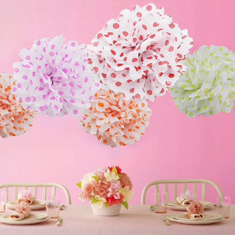 9 Pom Pom Dekoration Papier Farbwahl DIY Hochzeit Papierkugeln 25 15 10cm pompom