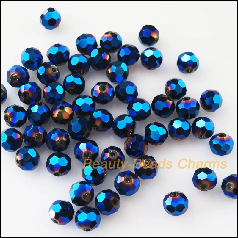 

70Pcs Loose Faceted Ball Glass Crystal Spacer Beads Charms Shiny Blue 4mm