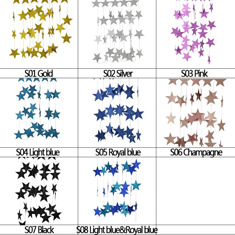 4 м бумажные гирлянды с баннерами, Золотая/серебряная цепочка со звездами для свадьбы, дня рождения, вечеринки, украшения, сделай сам, Hoom, украшение для детского душа