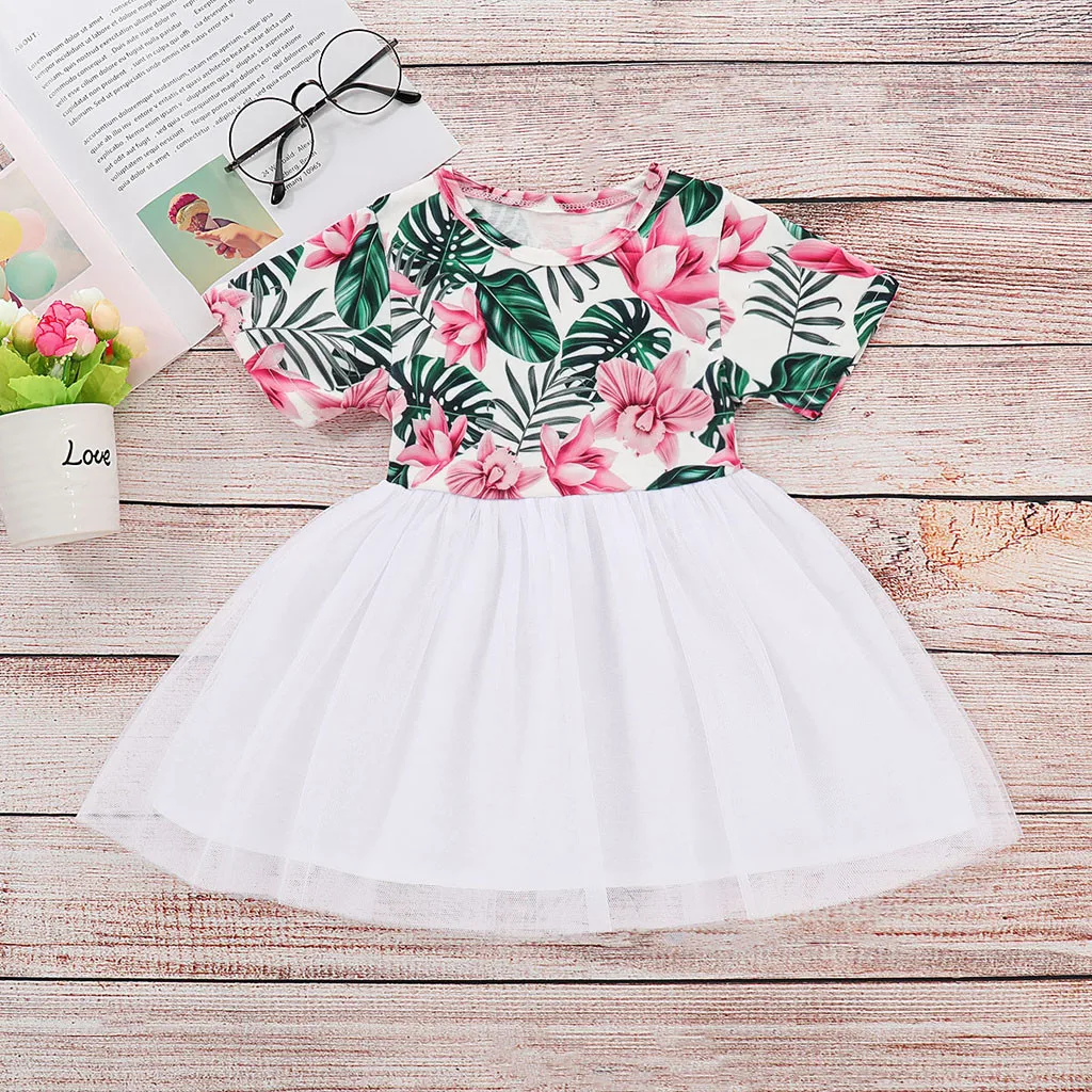 MUQGEW Baby Boy Girls Clothes Toddler Kid Baby Girl Short Sleeve Flower Lace Party Princess Dress Clothes