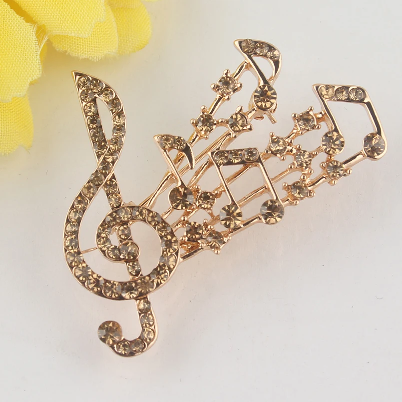 Elegant Crystal Brooch Musical Notes and Treble Clef (4)