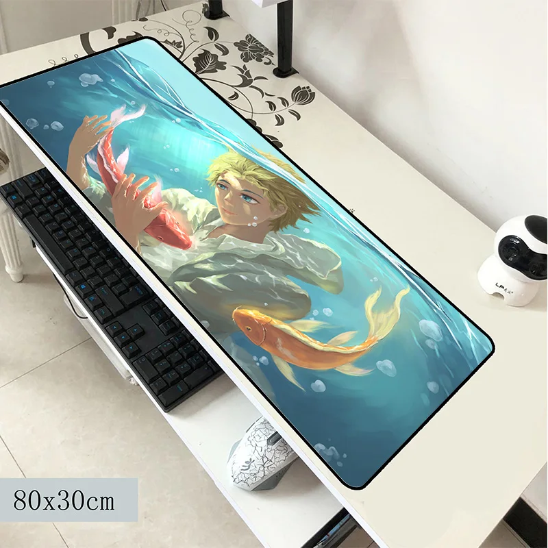 

anime fish mouse pad cute pad to mouse notbook computer mousepad Mass pattern gaming padmouse gamer laptop 80x30cm mouse mats