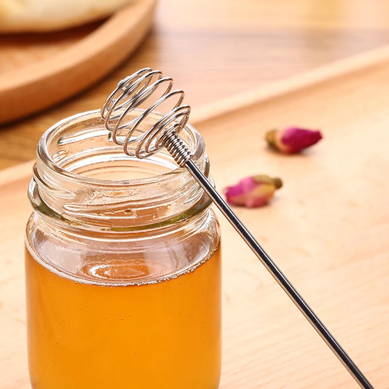 1PC Stainless Steel Honey Spoon Stick Dipper Long Handle Bar Mixing Honey Jar Stick Server Drizzler Kitchen Tea Accessories (1)