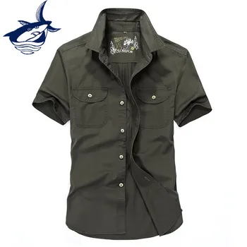 

2018 Summer Shirt Men Short Sleeve tactical Military Style Cotton Tace & Shark Brand Shirts Men Dress camisa masculina