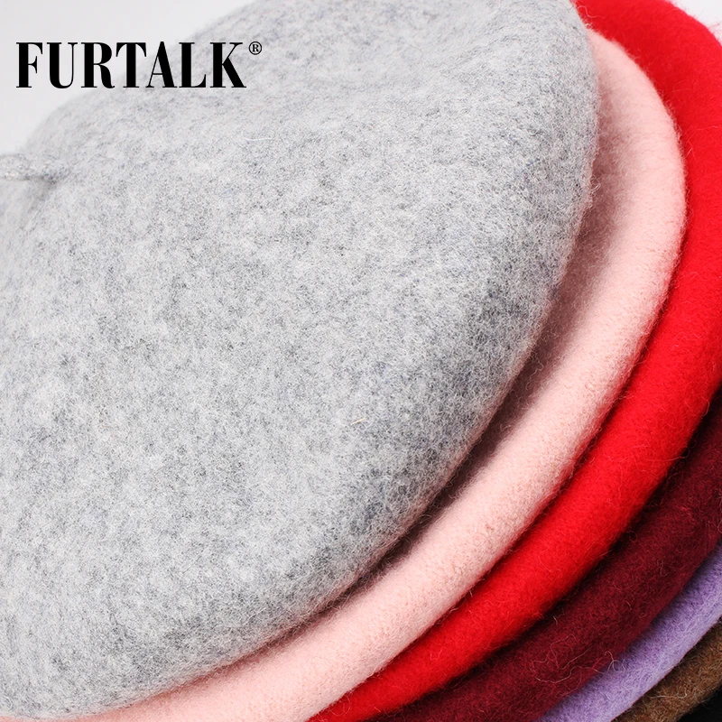 FURTALK 100% шерстяной берет шляпа для женщин зимние теплые шапки девочек Женская