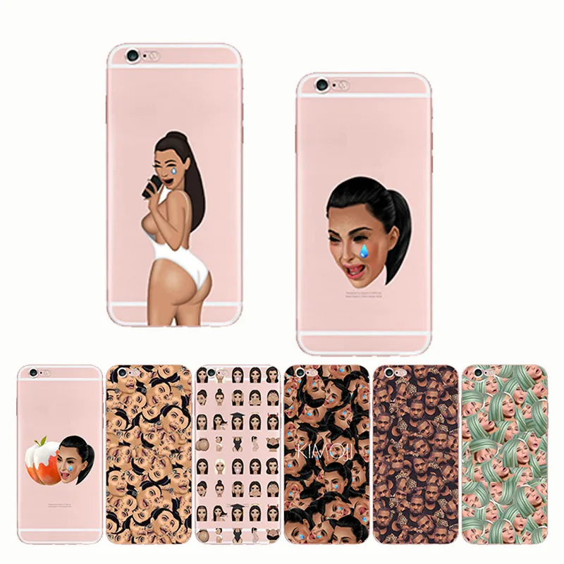 

Funny Face Kimoji Kim Kardashian Design Soft Silicon Phone Cases Cover phone soft shell for IPhone X 5S SE 6 7 8 Plus XR XS MAX