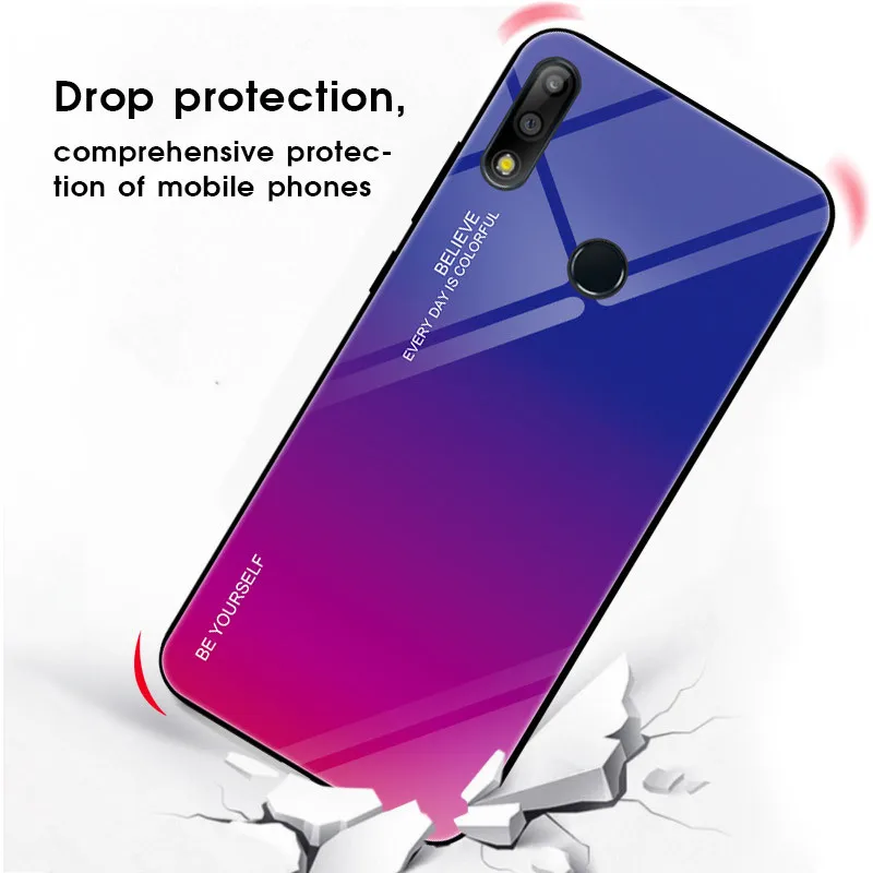 Градиентный чехол из закаленного стекла для телефона ASUS Zenfone Max Pro M2 ZB631KL