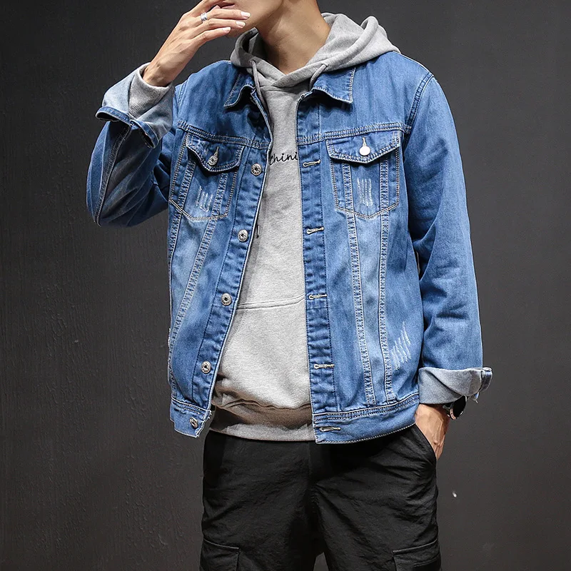 BOCO 2019 الخريف الأصلي عارضة فضفاض حجم كبير الدنيم سترة أنيق القط مخلب الأزرق الدنيم سترة