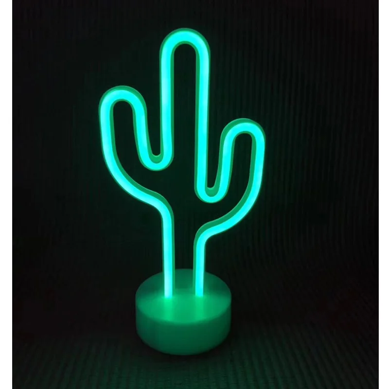 Ночной неоновый светильник Фламинго Сердце Звезда угол формы настольный аккумулятор светильник Домашняя вечеринка, праздник украшение стола Детский подарок светильник - Испускаемый цвет: Cactus