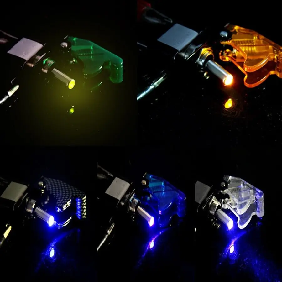 

POSSBAY 12V Car Auto Illuminated LED Toggle Switch Light LED Switch On/Off With Aircraft Missile Style Flip Up Cover 6 Colors