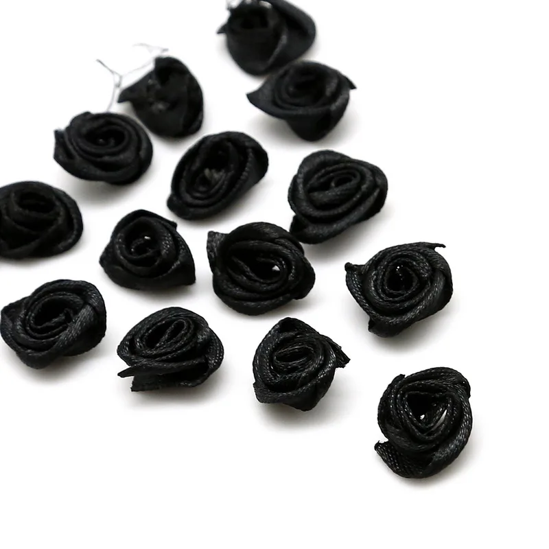 50 шт 1,5 см Шелковая Роза атласная лента бант ремесла цветок для свадебной вечеринки украшения для самодельного изготовления Скрапбукинг украшения
