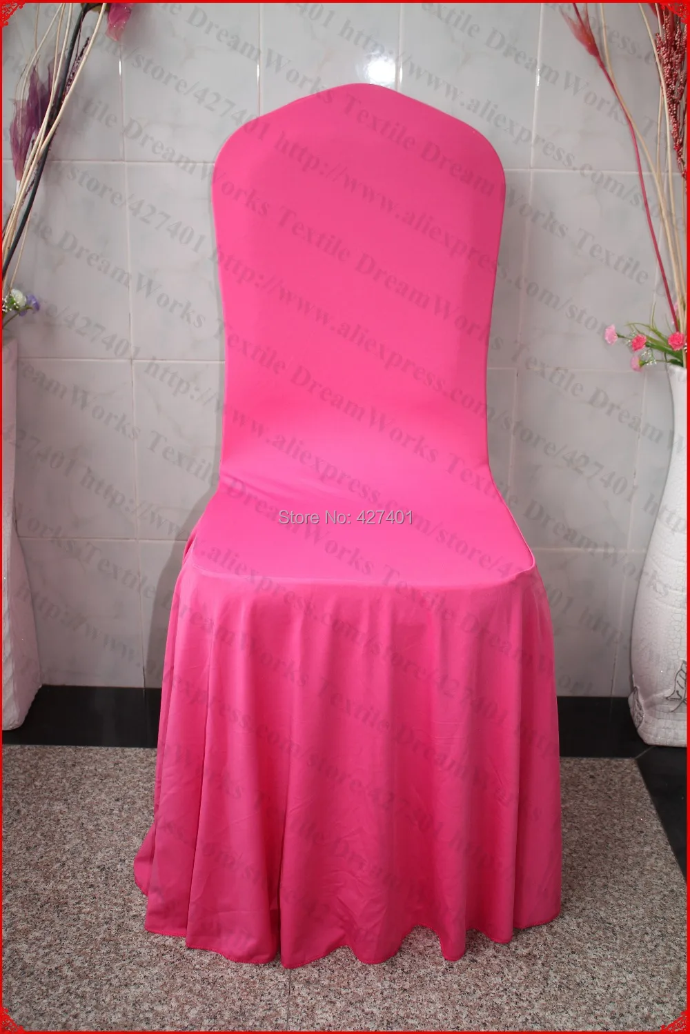 Hot Pink Elegant Pleated Swag Spandex Chair Cover/Lycra Chair Cover