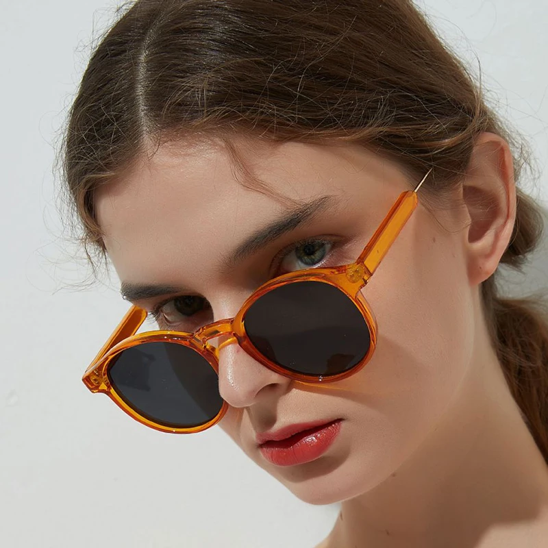 

2019 Candy Color Round Sunglasses Plastic Frame black translucent Lens Sunglasses Lady Popular bloggers recommend new glasses