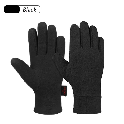 OZERO, ветрозащитные теплые перчатки, зимние перчатки с подкладкой, тепловые, из флиса, для рук, теплые, в холодную погоду, для мужчин и женщин, черные, серые - Цвет: Black