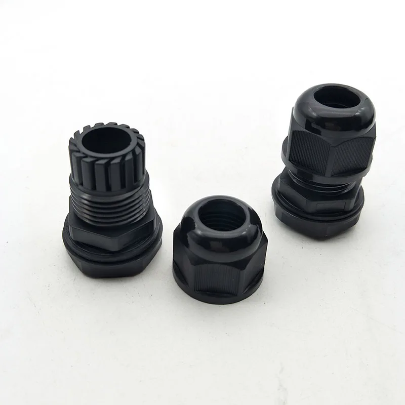 IP68 20pcs PA66 Nylon Strain Relief Cord Grip Waterproof Cable Glands PG13.5 for 6-12mm Dia Cable Black