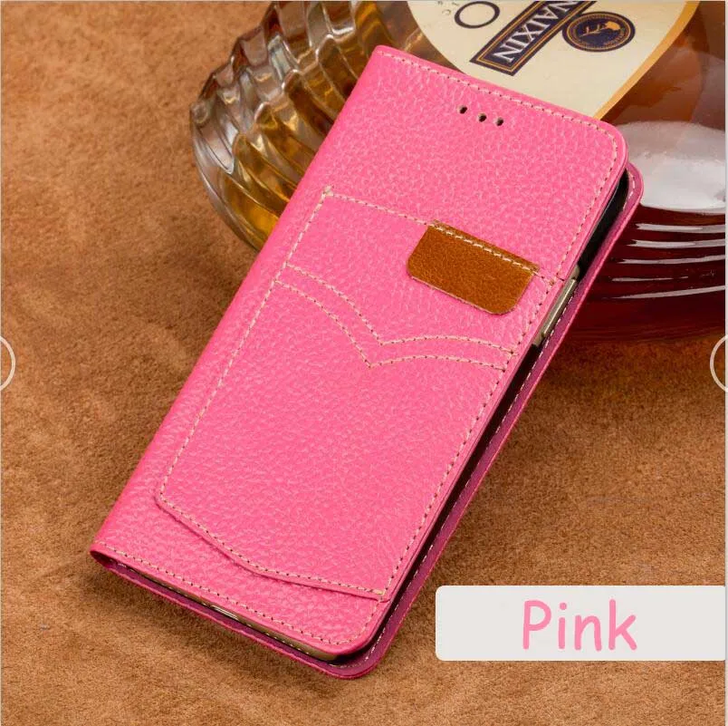 Fashion phone case for iPhone 7 flip phone case all handmade custom Genuine Leather phone protection case Luxury - Цвет: pink